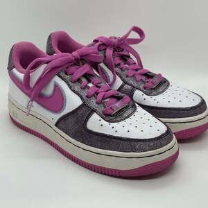 Nike Air Force 1 Low Girls' Youth Pink & Purple Sparkle Sneakers 4.5